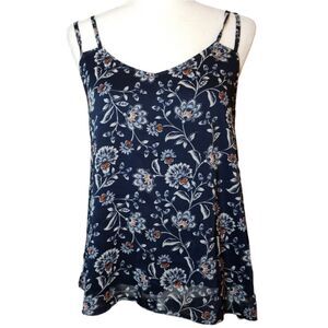 Eden Society Blue Floral Small Double Strap Tank Size Medium